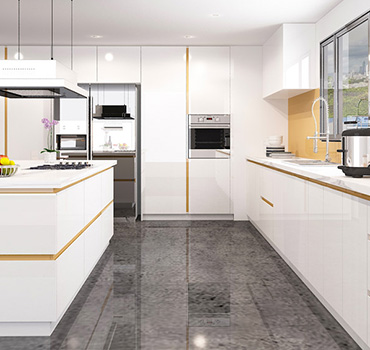 Conception d'armoires de cuisine blanches modernes personnalisées